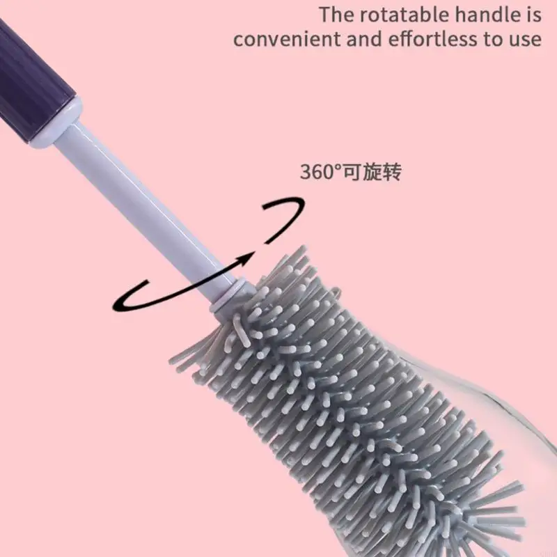 

Long Handle Baby Bottle Brush Detachable Silicone Nipple Straw Cleaner