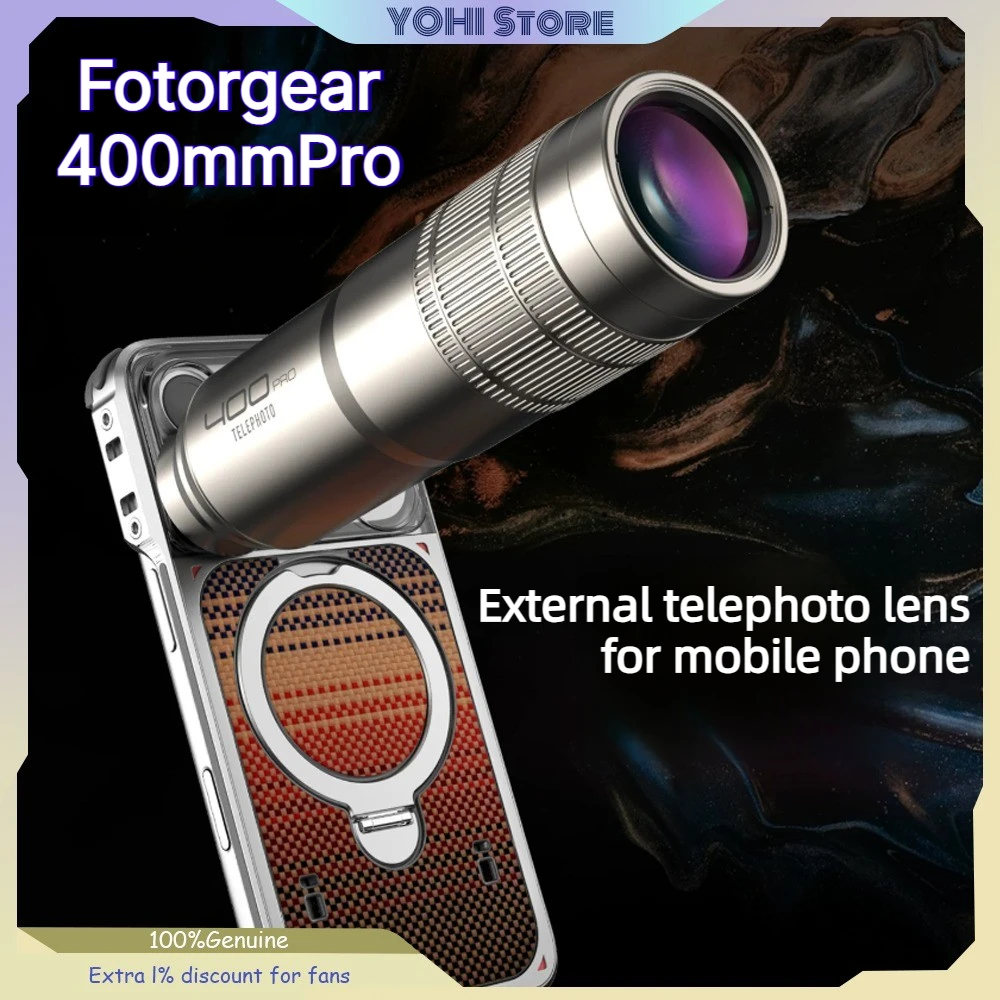 Fotorgear 400mm Pro Mobile Phone Telephoto Camera Lens Set Bokeh for Animal Portrait Shots T-mount and Screw, with Storage Bag