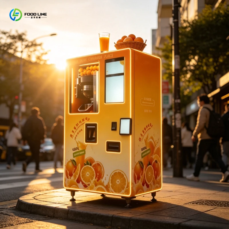 Fresh Orange Juice Vending Machine, High-Capacity Auto Juicer with Stainless Steel Build, Commercial Grade for Airport Terminal