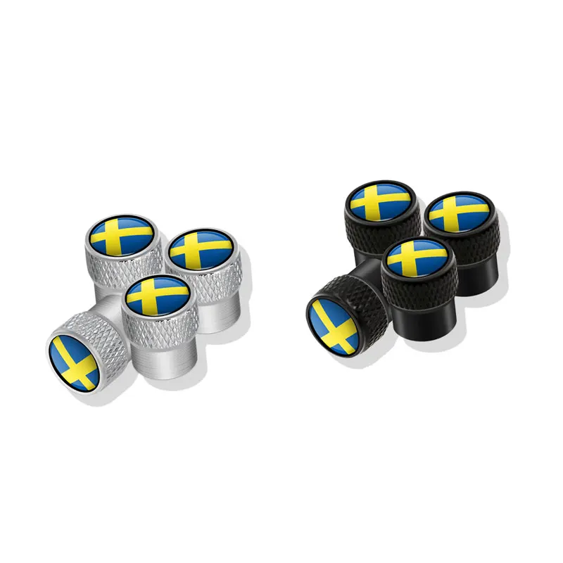 4Pcs Moose Deer Logo Swedish Flag Badge Car Metal Wheel Tire Air Valve Core Caps Dust Proof Cover For Volvo V40 XC40 XC60 XC90