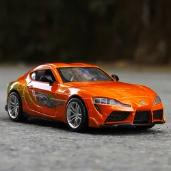 Toyota Supra Super Sport Car Model Liga Metal Diecast, som leve, puxar para trás brinquedo, carros de coleção, 1:32