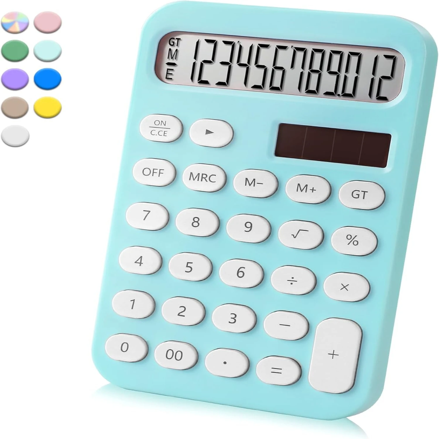 Standard Calculator 12 Digit,Desktop Dual Power Battery and Solar,Desk Calculator with Large LCD Display for Office,School,  & B