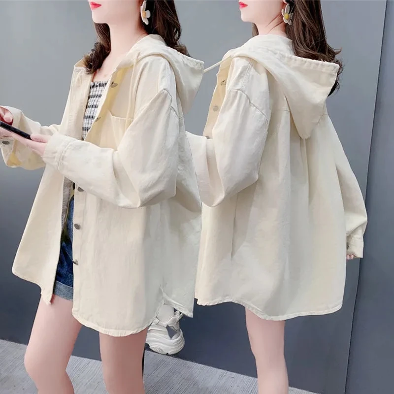 Spring Autumn 2024 Elegant Design Sense Korean Version Women's Jackets Fashion Hooded Retro Long Sleeve Female Short Coat