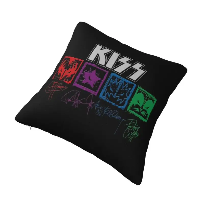 Custom Nordic Style Kiss Rock Roll Cushion Cover 45x45cm Polyester Metal Heavy Band Throw Pillow for Sofa Square Pillowcase