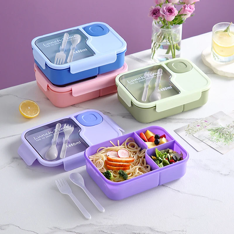 Pudełko na lunch Bento dla dzieci studenci kreskówek Kawaii śliczne podgrzewane 3-siatkowe pudełko na przekąski kanapkowe specjalne przechowywanie żywności w stołówce