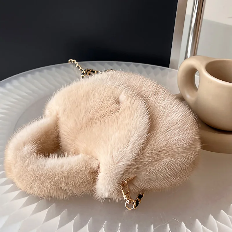 Luxury Designer Handbag Mink Fur Bag Ladies Fashion Banquet Crossbody Shoulder Bags Women\'s Fur Warm Wrist Bag Clutch Lovely Pur