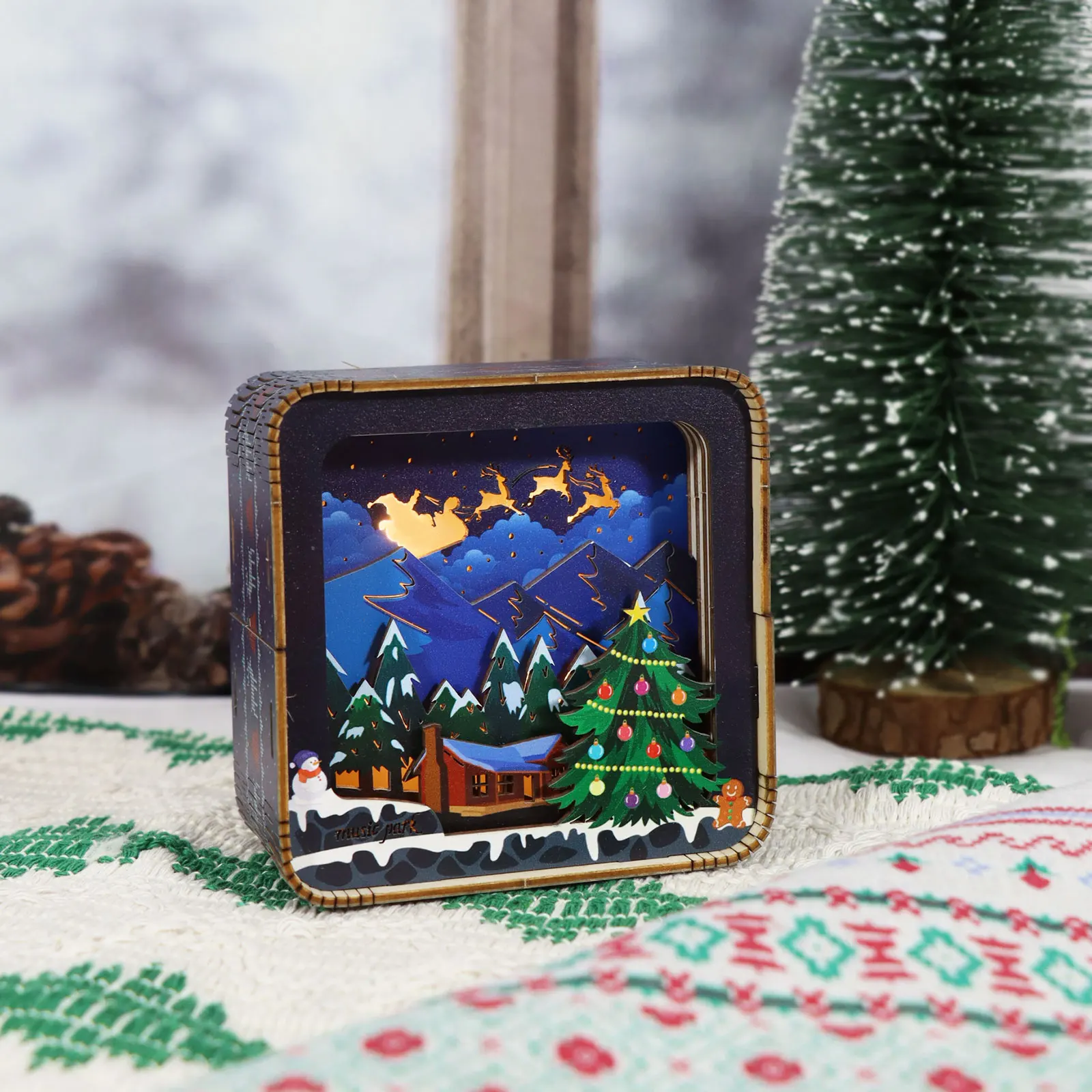 

3D Wooden Puzzles For Adults Merry Christmas Model Kit Night Lights Desk Decorations Birthday Gifts For Women