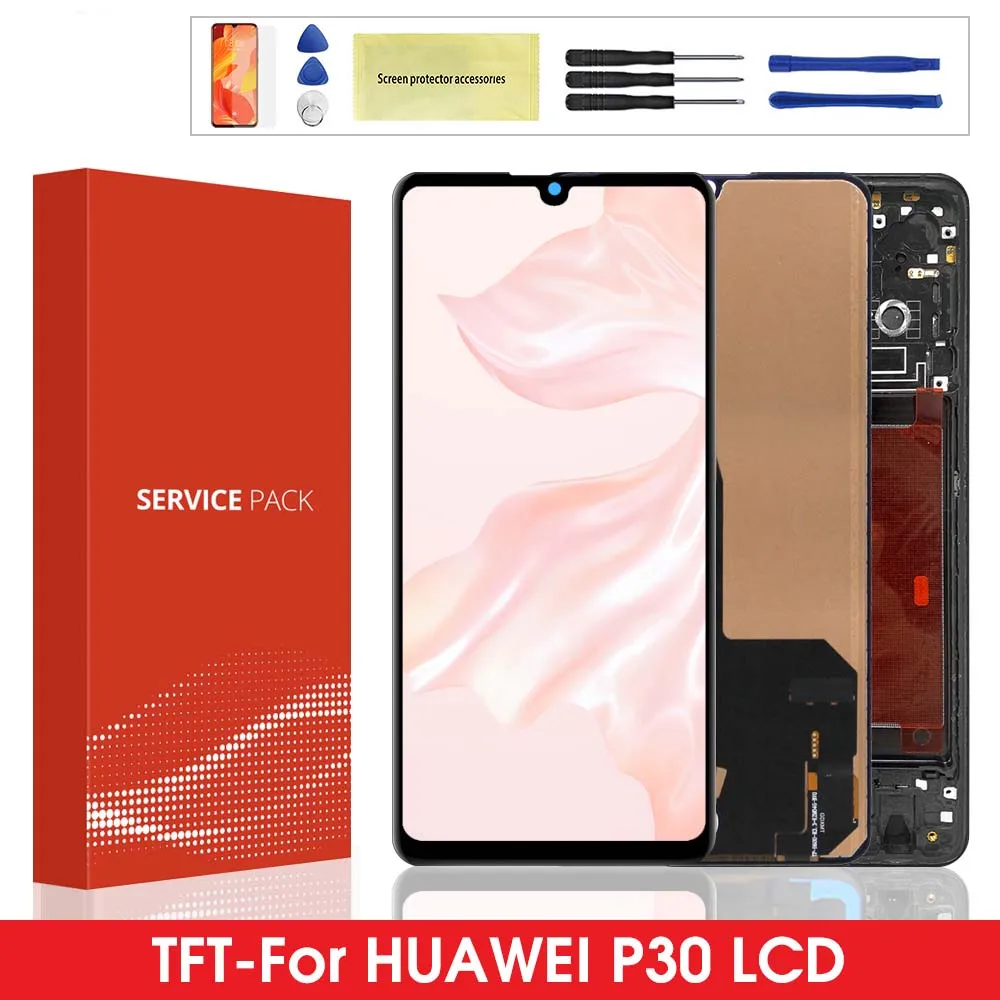 Pantalla LCD TFT para Huawei P30 ELE-L29 ELE-L09 ELE-L04 con marco de pantalla táctil digitalizador montaje de repuesto pantalla LCD P30