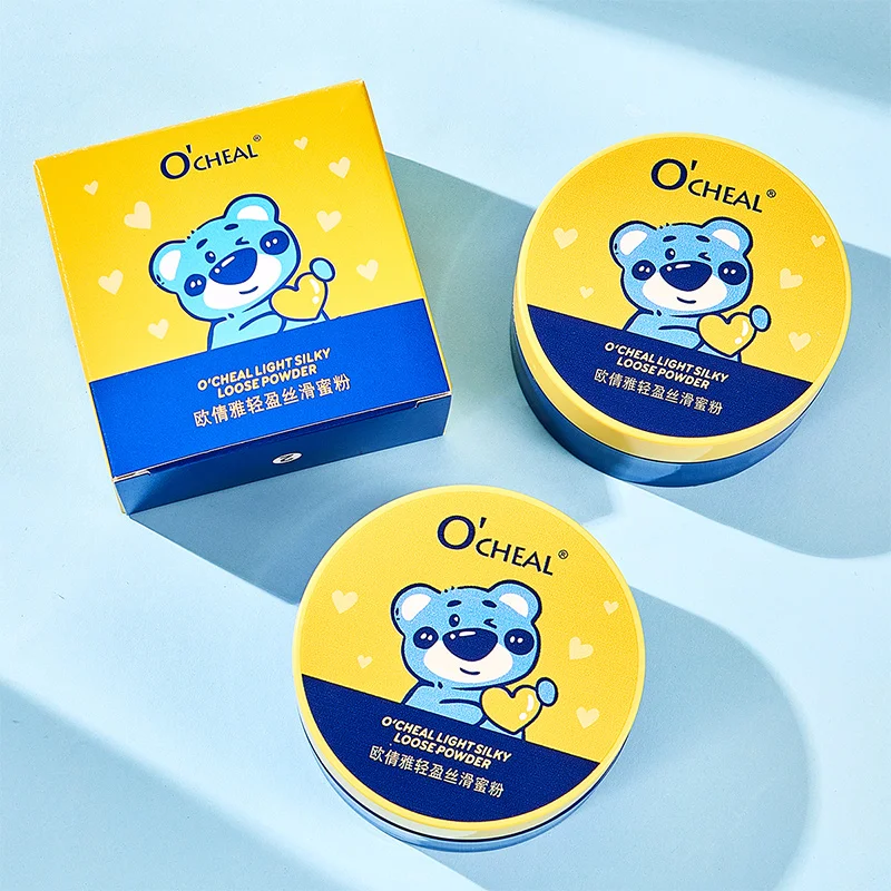 OCHEAL Whitening Facial Makeup With Waterproof Makeup Loose Setting Powder Evenly Applied Oil-Control Powder Foundation