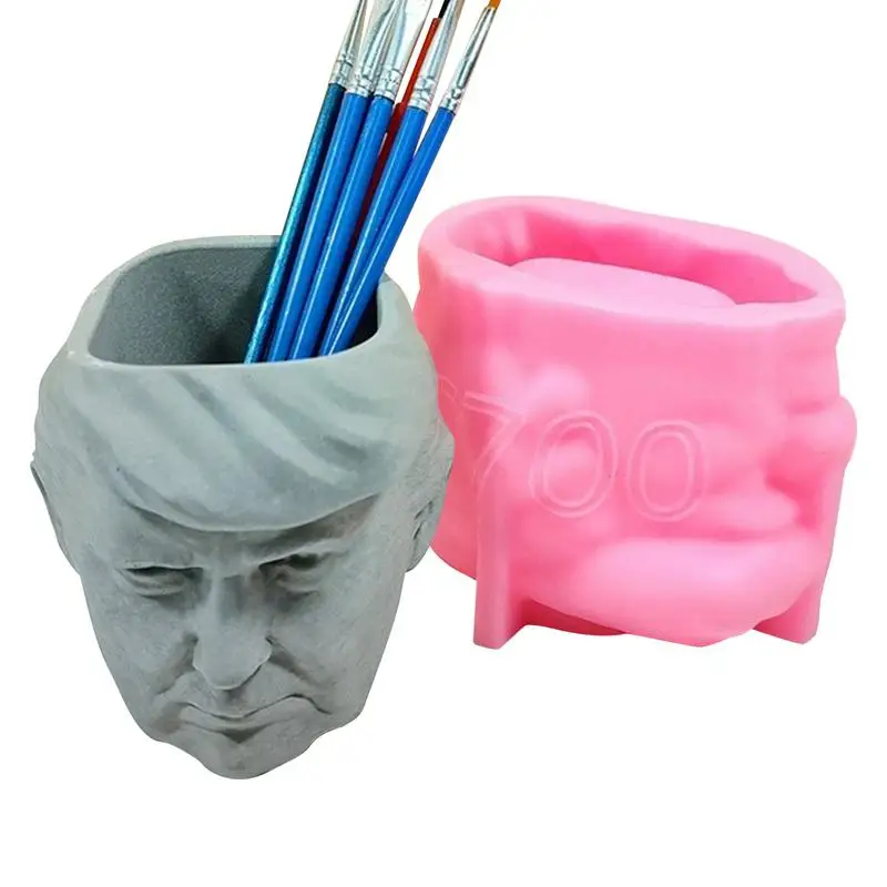 Silicone Planter Mold Cute New The 47th President Of The United States Figure Mold Multifunctional 3D President Face Planter pot