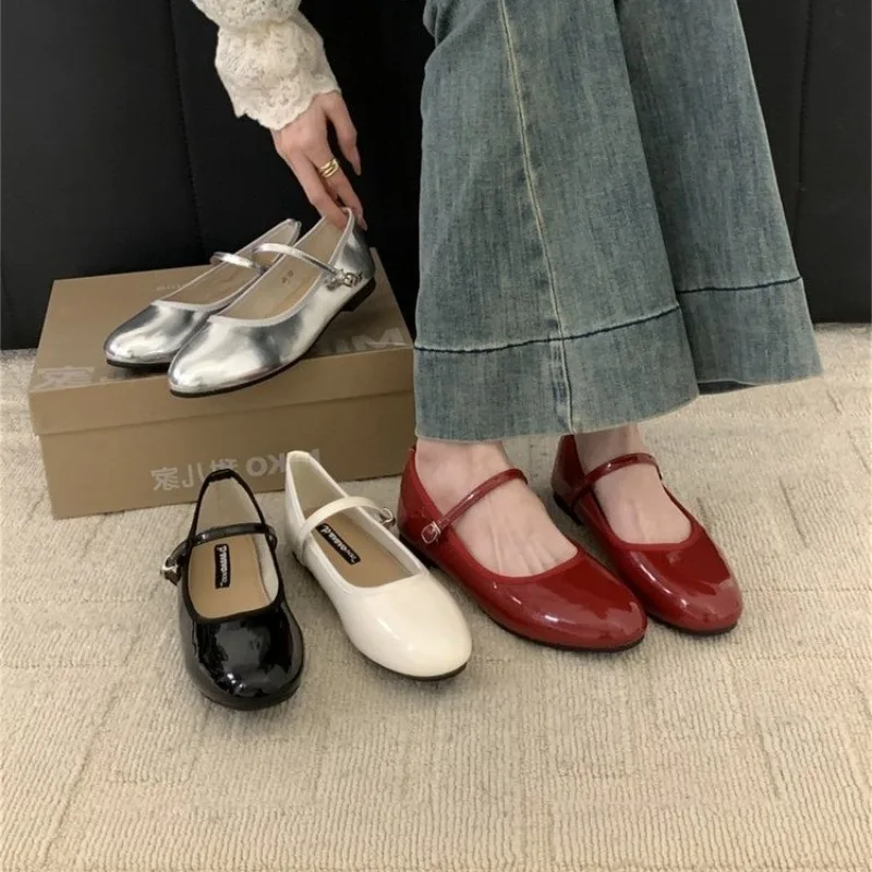 

Women's Mary Jane Flats,Comfortable Leather Round Toe Shoes,Elegant Ankle Strap Flats,Stylish Women's Casual Shoes women shoes