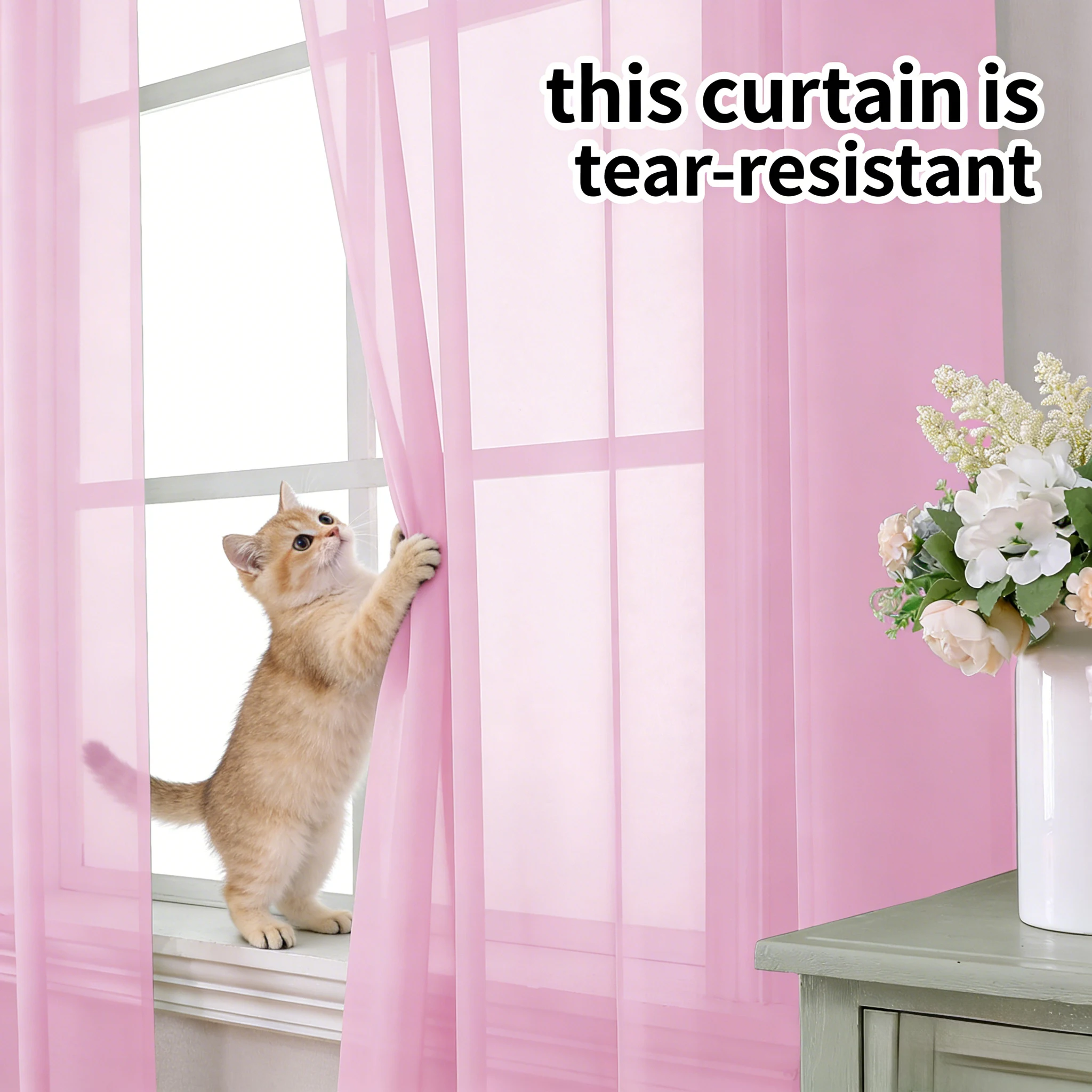 

Light Pink Sheer Voile Curtains with Rod Pocket Semi-Transparent Window Drapes for Bedroom Living Room Dining Room Wedding Canop