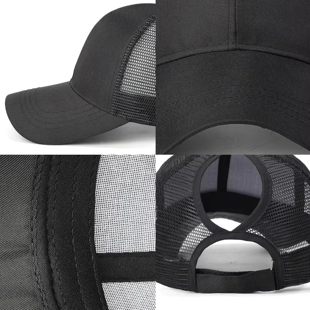 UV Protection Mesh Baseball Caps Hollow Out Back High Ponytail Design Sun Hats Adjustable Breathable Mesh Visor Hat