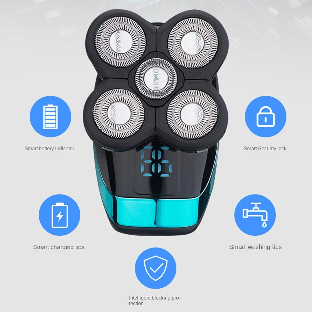 Kit de aseo múltiple para hombres y cuerpo, Afeitadora eléctrica con pantalla Digital, recortadora de pelo y barba, afeitado en seco y húmedo B