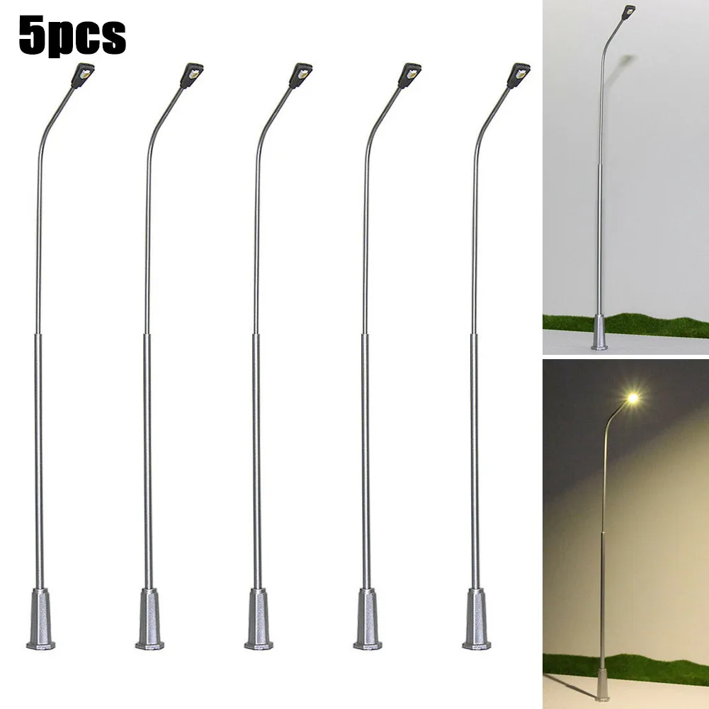 Street Lamp Model 5 Pieces of LED Model Railway Street Lamps Suitable for 3V DC or AC Connection Compatible with 0 Gauge Track