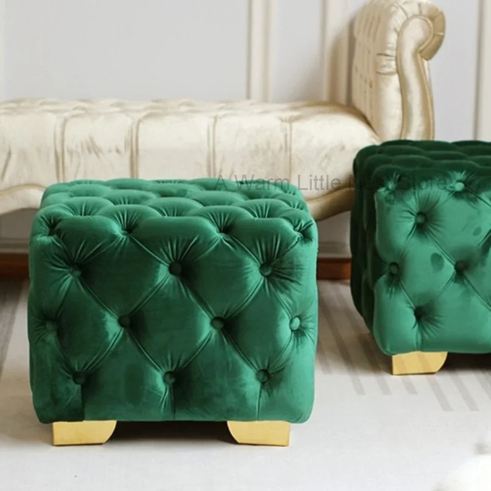 

Nordic Simple Square Pedicure Stools Floor Low Lying Green Kitchen Foot Rest Stools Lounge Accent Meuble Salon Home Furniture