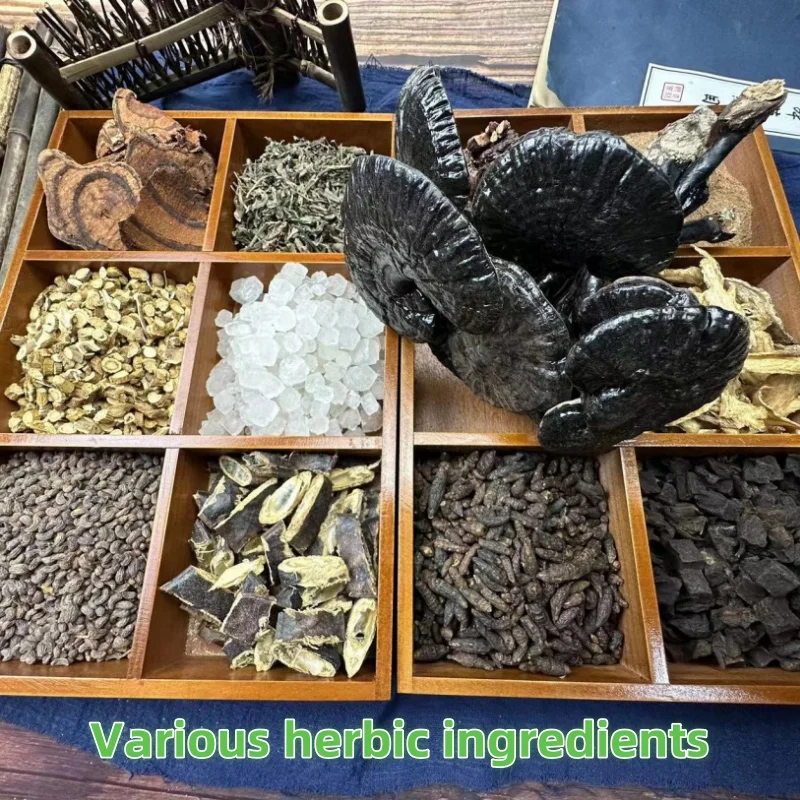 مسحوق شامبو نباتي للعناية بالشعر الصحي 500 جرام مسحوق شامبو شعر سميك فعال من Heshou Black Ganoderma Lucidum