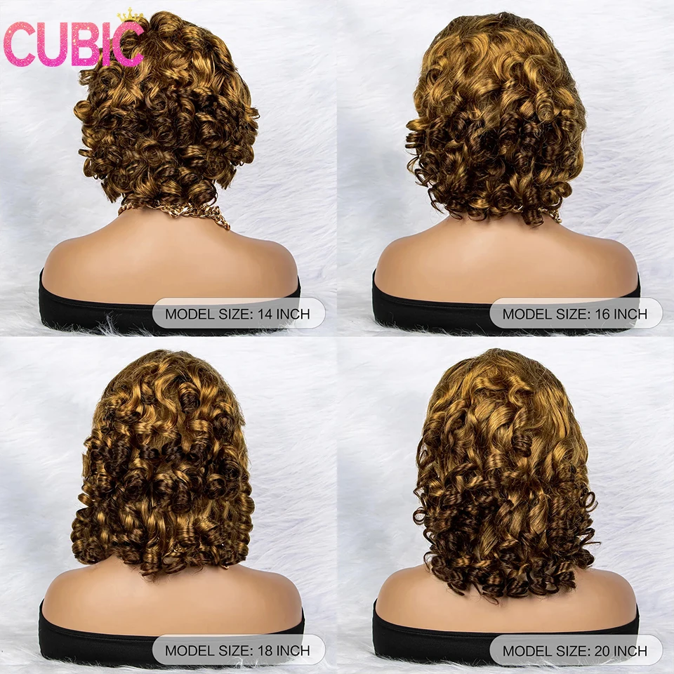 CUBIC Bouncy Curly Spring Brown Ful 13x4 Lace Front Human Hair Wigs High 250 Density For Women Real Wave Frontal Virgin Wig