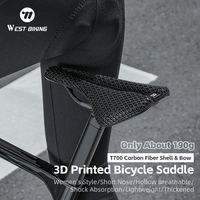 WEST BIKING 3D Printed Bicycle Saddle Short Nose Breathable Racing Bike Seat Cushion Shock Absorption Road Mountain Bicycle Seat