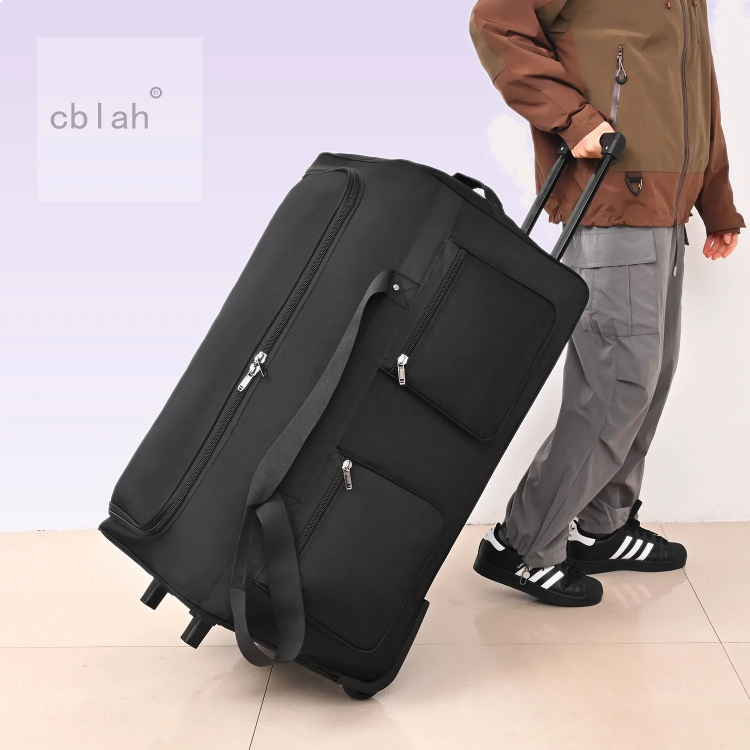 75L Travel Luggage Bag Large Capacity Oxford Cloth Portable Handbag Men Women Multifunctional Rolling Duffle Bag With Wheels