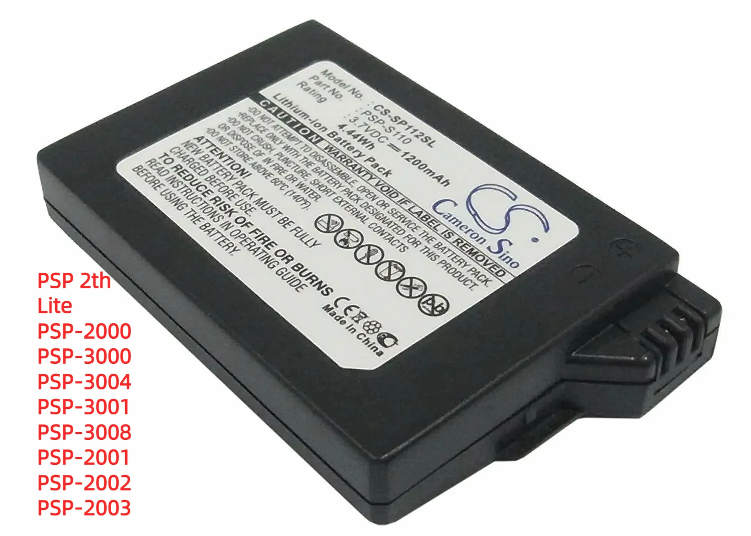 Cameron Sino 3.7V 1200mAh Batería de repuesto de iones de litio para Sony PSP, Sony PSP-2000
