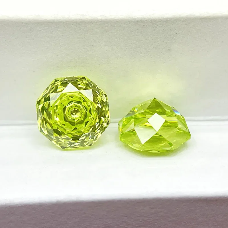 Cubic Zirconia Stone Octagon Rose Cut Apple Green Color Loose Stones 6mm-12mm Used For DIY Charms Jewelry Making Main Materia