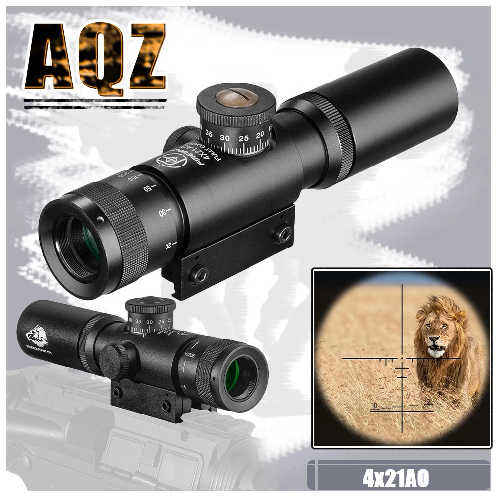 

4x Compact Hunting Air Rifle Scope Tactical Optical Sight Glass Etched Reticle Riflescopes With Flip open Lens Caps