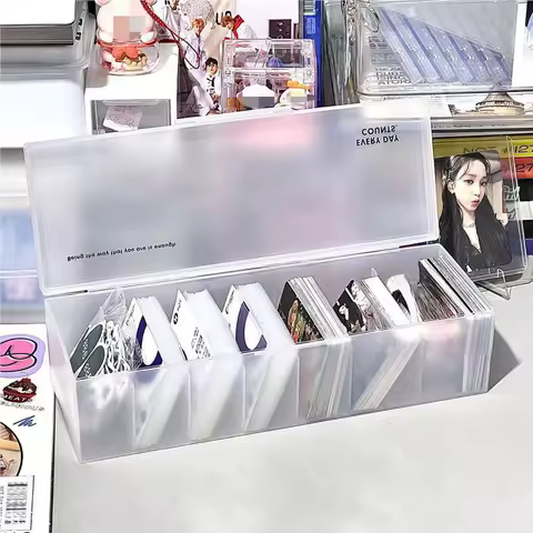 1PC Transparent Card Storage Box Idol Photocard Display Case Kpop Hot Trading Card Deck Box Desktop Sundries Organizer