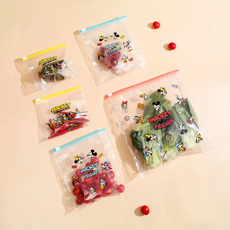 ディズニーミッキー漫画かわいい冷蔵庫鮮度保持バッグクリエイティブ食品バッグ PE 防水密封ポケットアニメ周辺ギフト