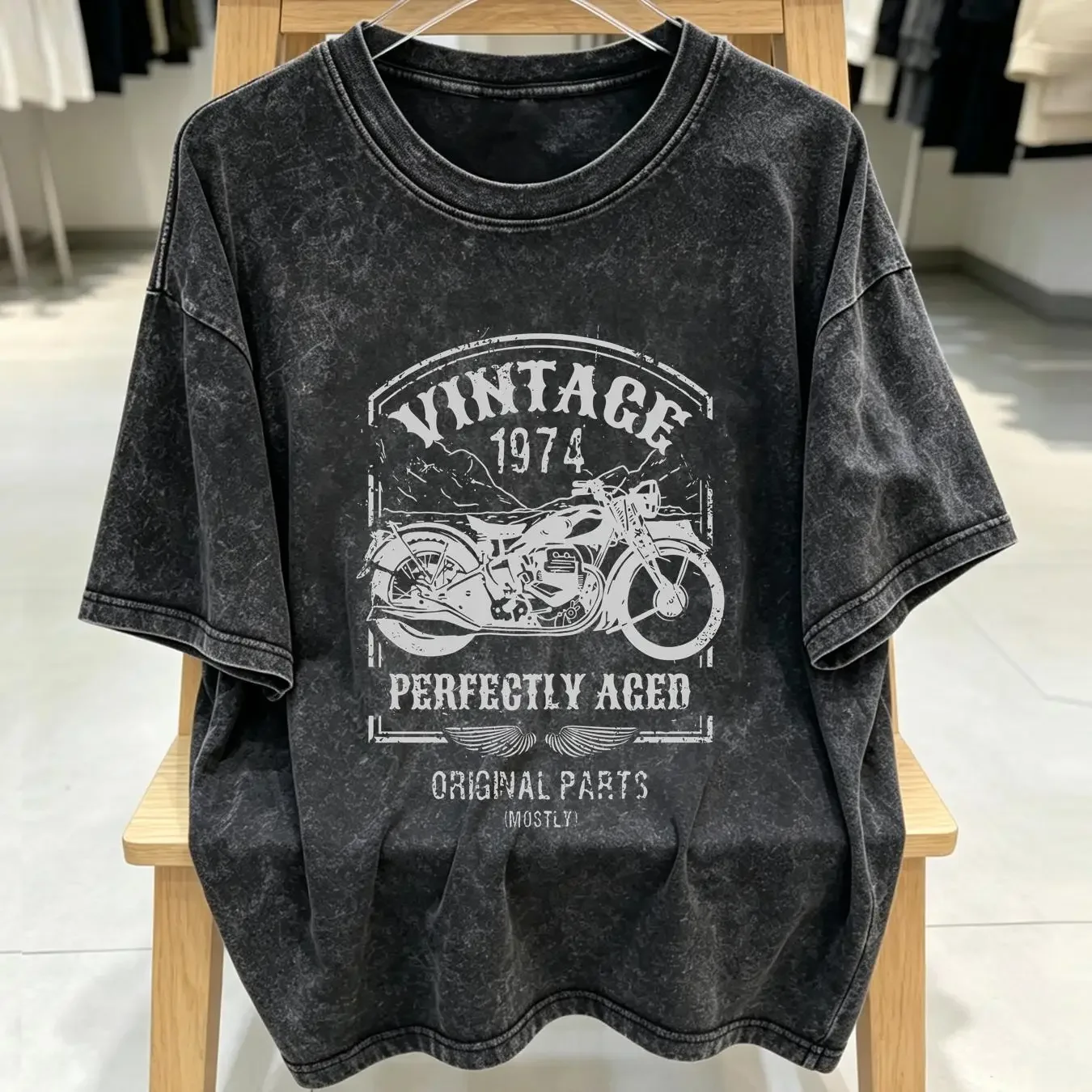 washed T Shirt Vintage born in 1974 Motorcycle bikers riders Clas Collaboration Backpack Large Capacity Cute Foldable 3d homme