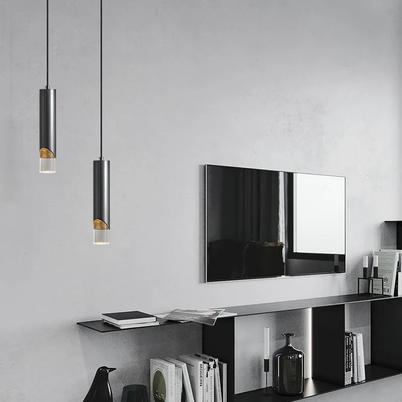 Minimalista Cobre LED Pendant Light, Mesa De Jantar, Quarto, Cabeceira, Sala De Jantar, Bar Counter