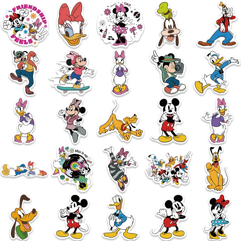 50 pz/lotto adesivi Disney Mickey Mouse nessuna ripetizione pull bar box chitarra personalizzata graffiti cartoon Kids sticker Toy