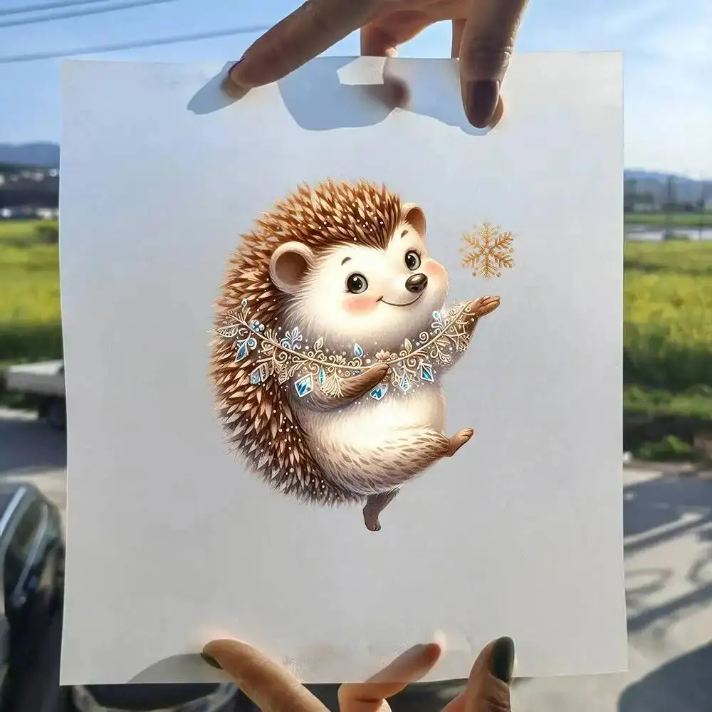 15cm Cute Kids Dance Hedgehog Animal Iron On Heat Transfer Sticker For Clothes Pinted Vinyl Thermal Washable T-Shirt Appliques
