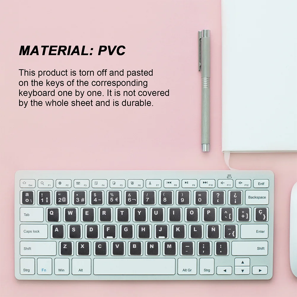 

5pcs Spanish Keyboard Stickers Replacement Letters For Laptop Computer Language Learning Home Office School Use