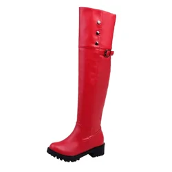 BLXQPYT Women's Super Big Size over Knee Half Wedge Boots Winter Warm Snow Fashion Footwear Shoes  30-52 X-01