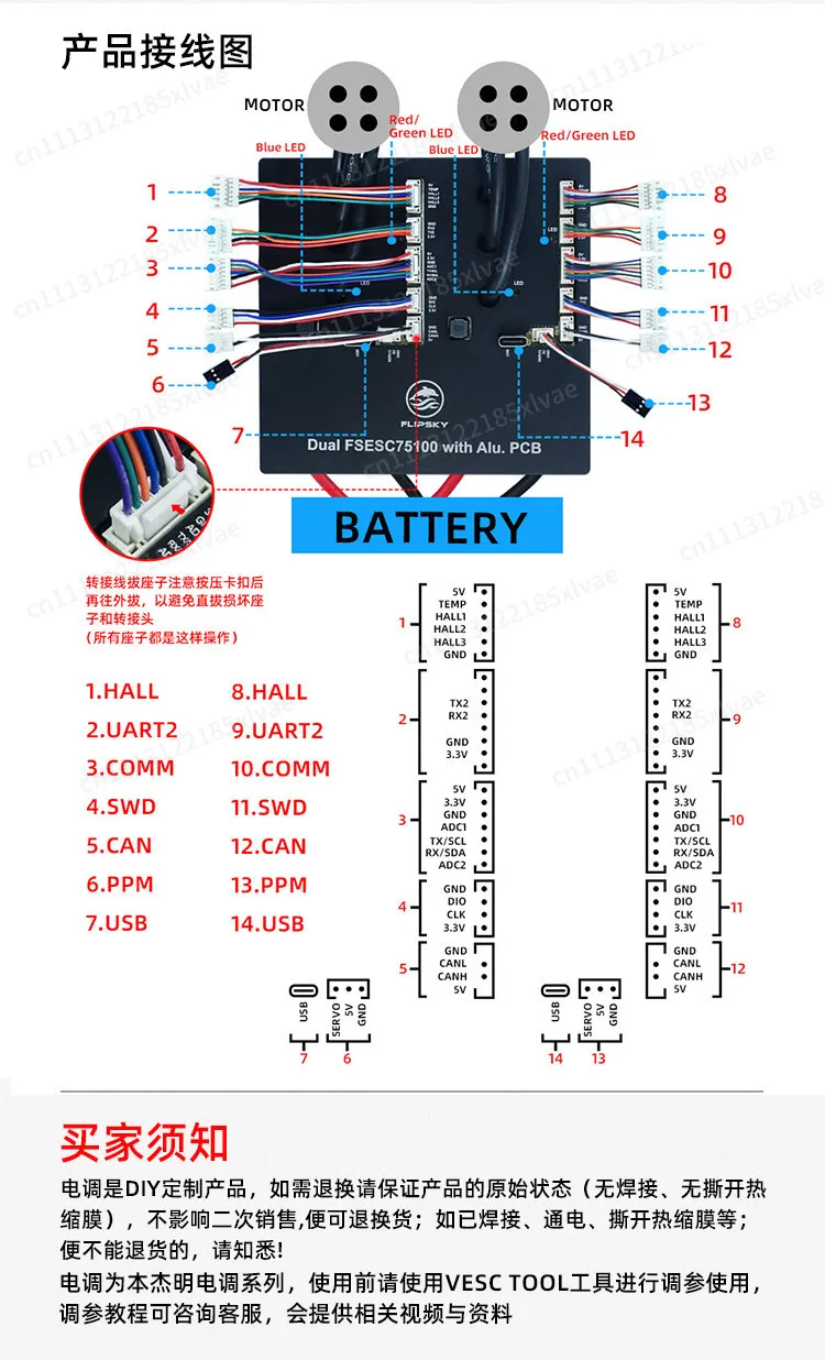 Electric Skateboard/Electric Scooter/Electric Bike Speed Controller VESC Aluminum Printed Circuit Board Double 75100