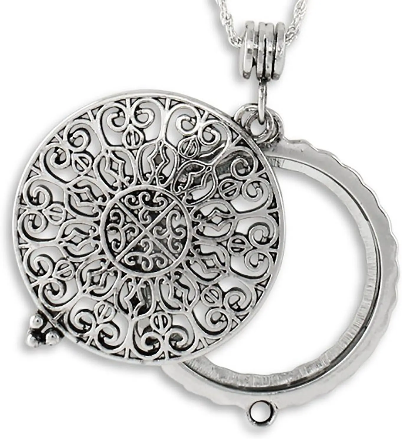 

Изысканное колье-кулон с филигранной оправой и 4-кратным увеличительным стеклом, 30 дюймов