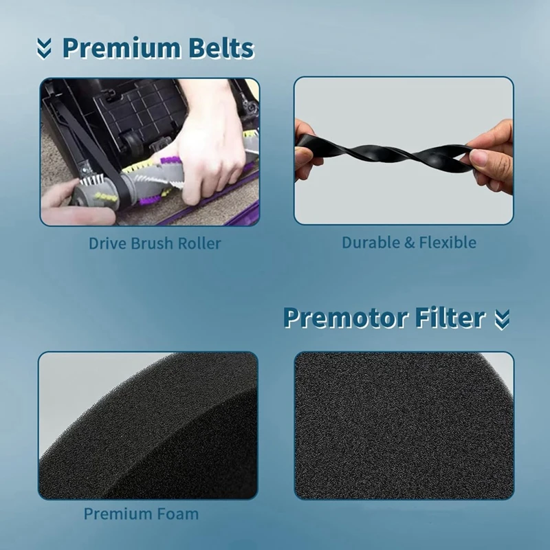 ABRW Accessories Kit for Bissell Cleanview Swivel Pet Crosswave 2252-2489, Roller Brush Hepa Filter Vacuum Parts