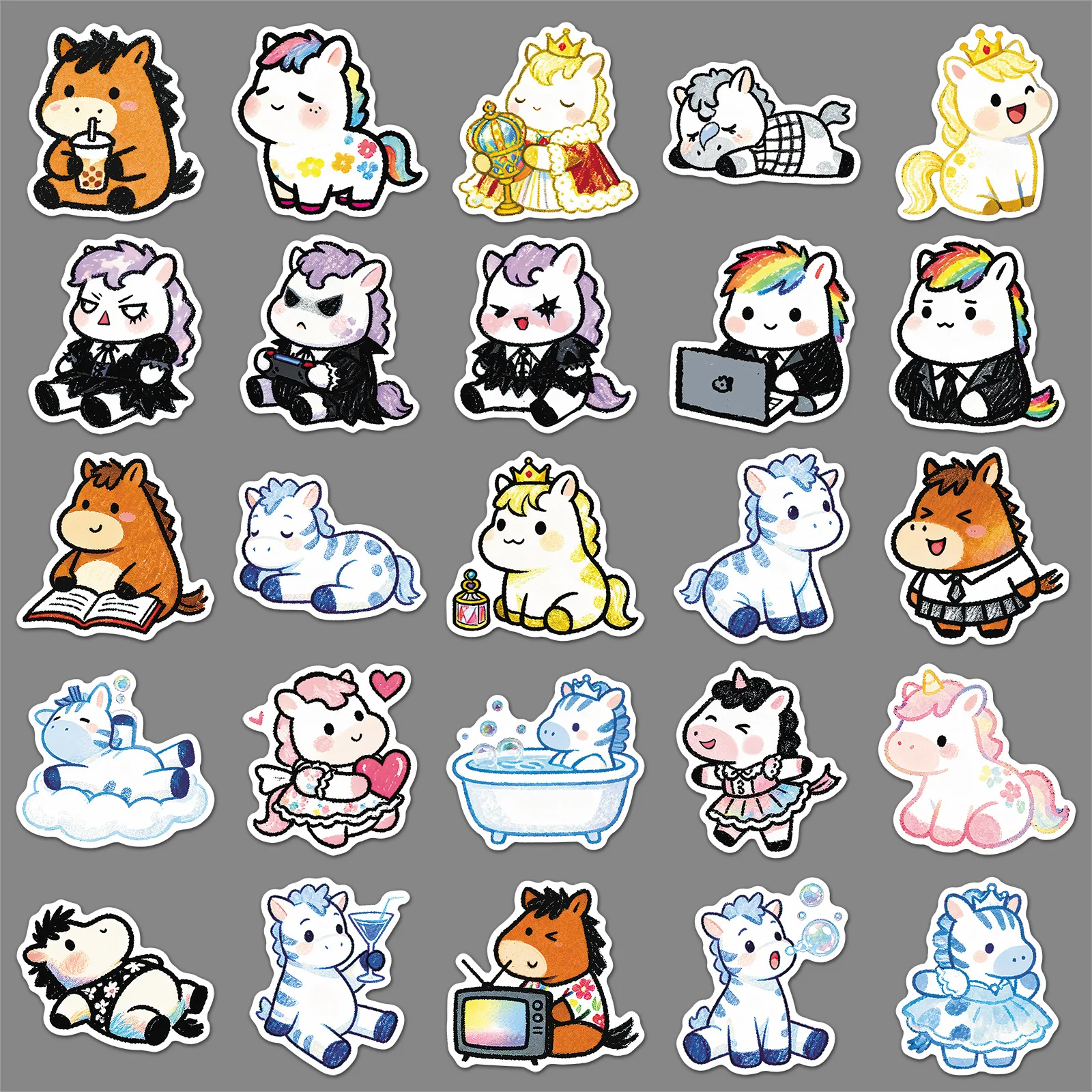 50PCS Cartoon Nette Pony Graffiti Aufkleber Kreative Dekoration Handy Fall Notebook Wasser Tasse Wasserdichte Spielzeug Geschenk Aufkleber