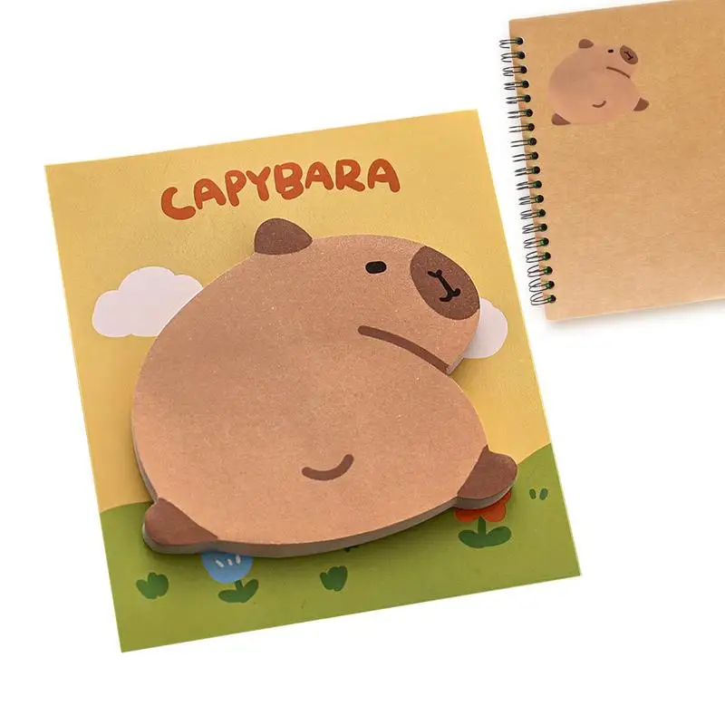 Notas adhesivas de capibara de dibujos animados para estudiantes, bonito Bloc de notas autoadhesivo, notas de mensaje de Capibala, notas adhesivas N veces