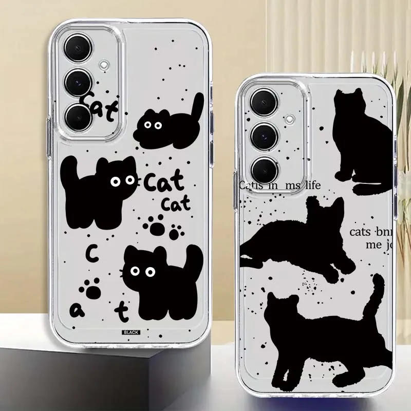 

Cartoon Anime Black Cat For Samsung Galaxy A73 A72 A71 A55 A54 A53 A52 A51 A33 A25 A22 A15 A14 A05 Transparent Phone Case