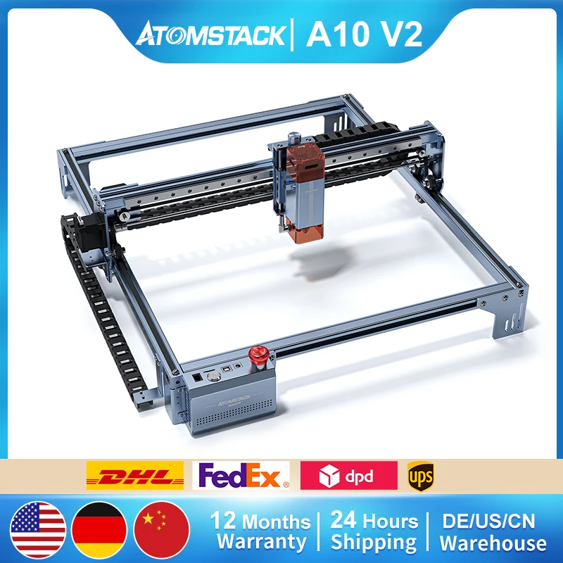 

Atomstack A10 V2 Laser Engraver 12W Optical 24000mm/min Engraving Wood Stainless Steel 400x400mm App Control LaserGRBL LightBurn