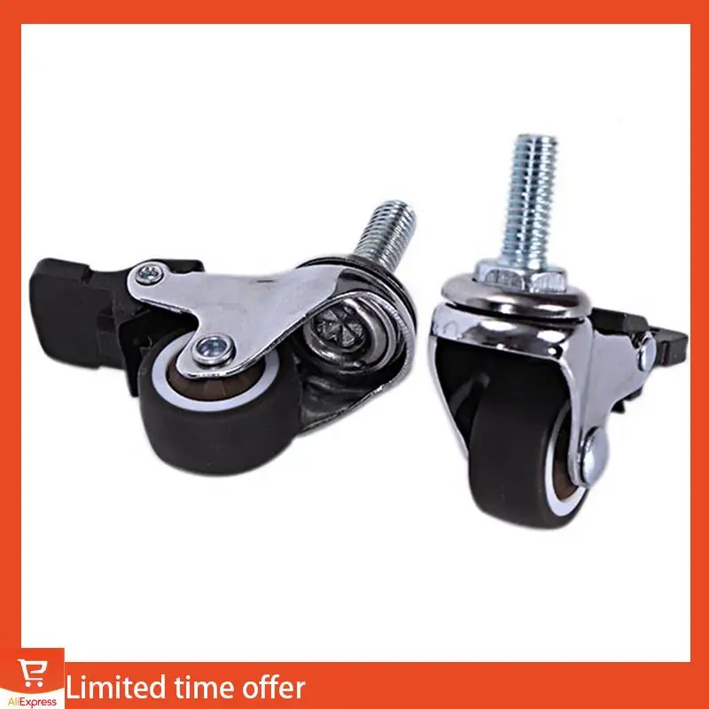 Fresh 12Pcs Mini Small Casters 1 Inch M8x15mm Tpe Silent Wheels With Brake Universal Casters Wheel