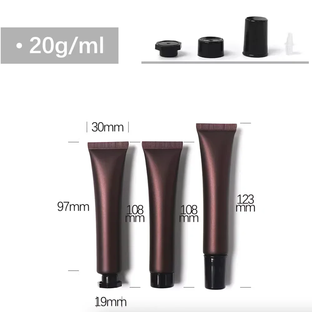 20ml 50ml 100ml 150ml 무광 브라운 스퀴즈 튜브 화장품 크림 로션 소프트 병 20g 50g 100g 150g 빈 리필 용기