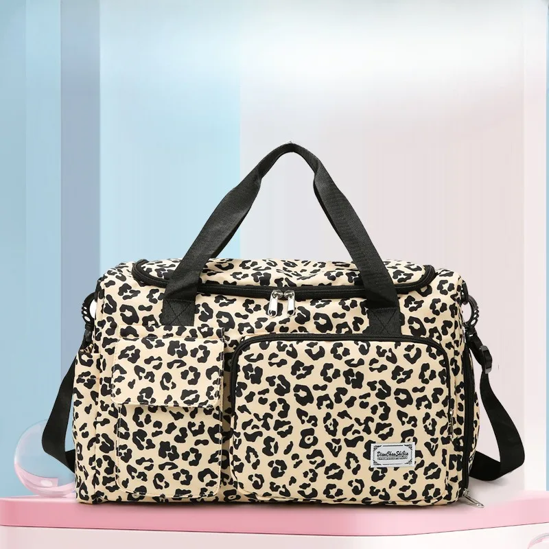 Leopard Large Capacity Luggage Bag Sports Fitness Travel Weekender Bag with Shoe Compartment Outdoor Swimming Yoga Bags