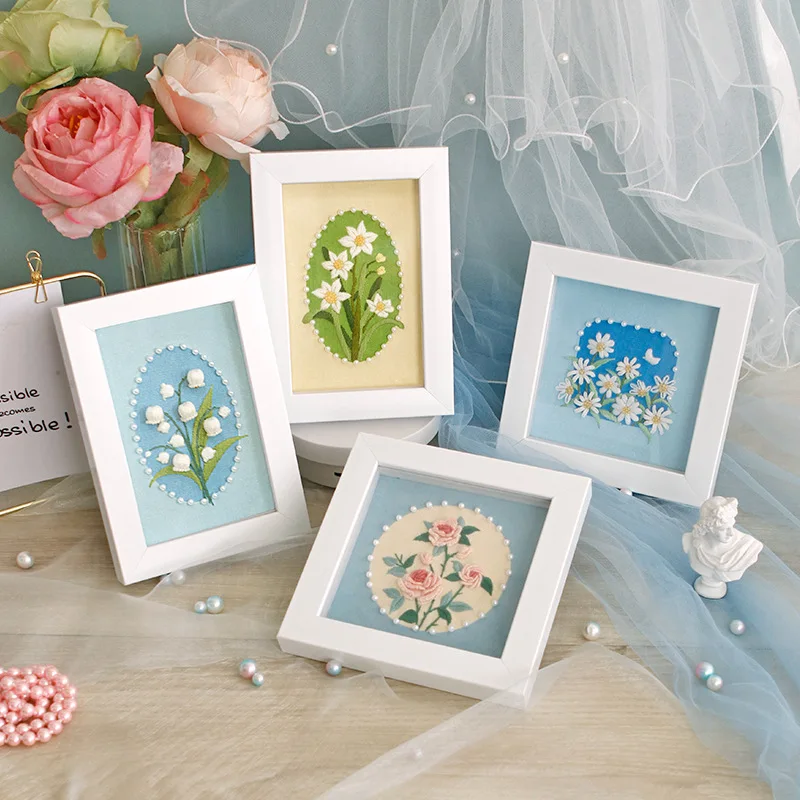 Plant Patterns DIY Embroidery Material Package Hoop Embroidery Frame Cross Stitch Kits Handmade Hanging Painting Sewing Supplie