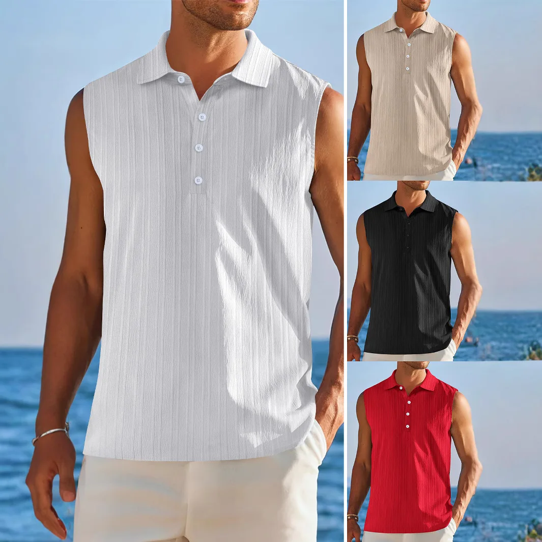 Summer Men's Half-open Sleeveless Bottoming Shirt Outdoor Men's Casual Vest Men's