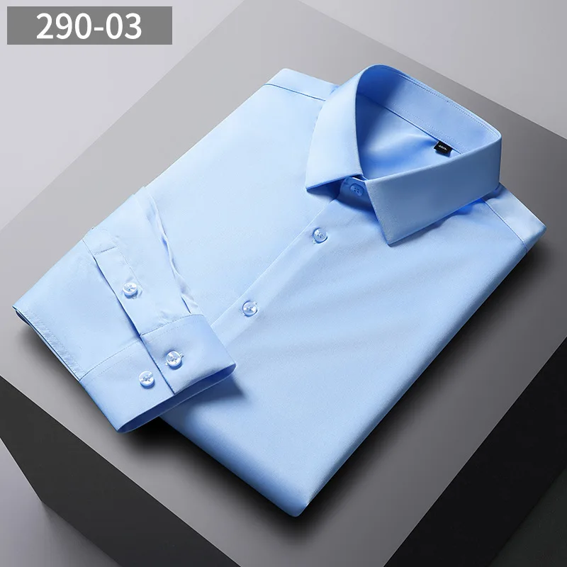 2024 new long-sleeved young and middle-aged solid color thin business anti-wrinkle iron-free shirts wholesale generation