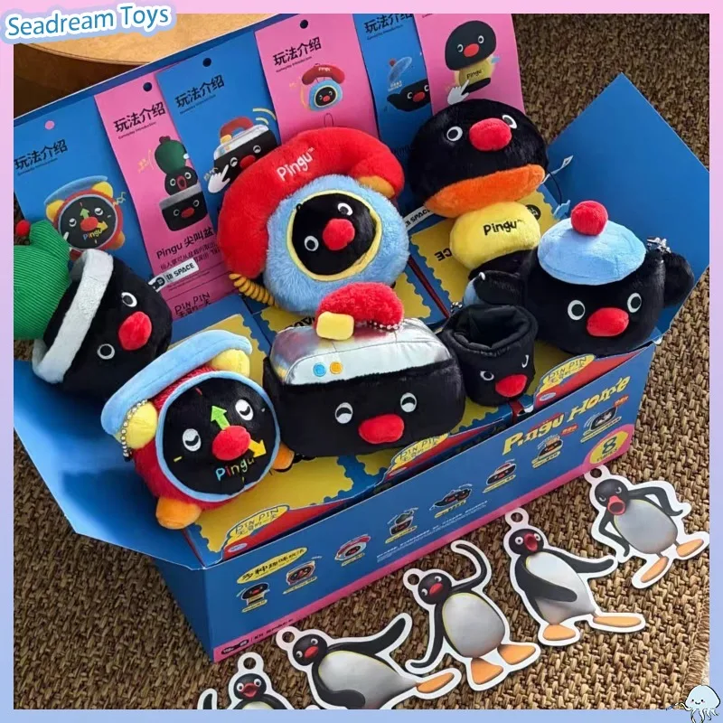 Genuine MARTUBE Pingu Cute Penguin Home Life Series Soft Plush Blind Box Mini Stuffed Toy Desktop Ornament Souvenir Present