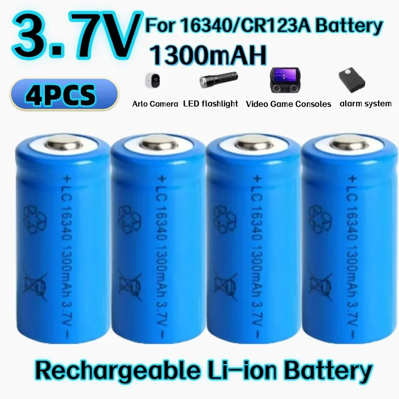 1-20PCS 3.7V  Rechargeable Batteries 1300mAh 16340 CR123A Li-ionand For LED Flashlight Laser pen For 16340 CR123A Battery